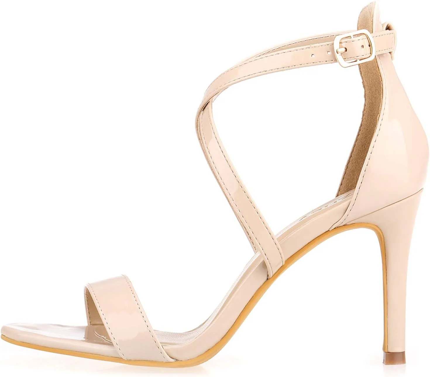 ZriEy Women Heeled Sandals Cross Ankle Strap Sandals Open Toe Strappy High Heels Party Wedding Shoes