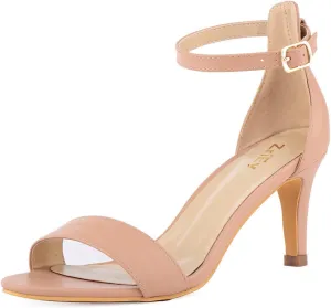 ZriEy Women's Heeled Sandals 4 Inches Open Toe Stiletto High Heels Ankle Strap Fashion Bridal Party Wedding Pump Shoes