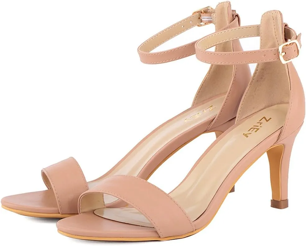 ZriEy Women's Heeled Sandals 4 Inches Open Toe Stiletto High Heels Ankle Strap Fashion Bridal Party Wedding Pump Shoes