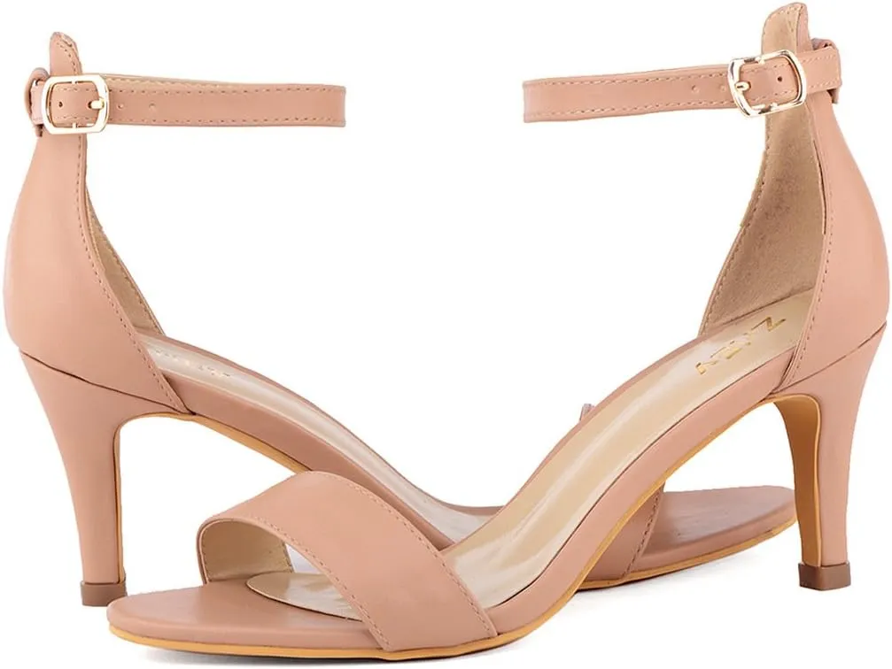ZriEy Women's Heeled Sandals 4 Inches Open Toe Stiletto High Heels Ankle Strap Fashion Bridal Party Wedding Pump Shoes