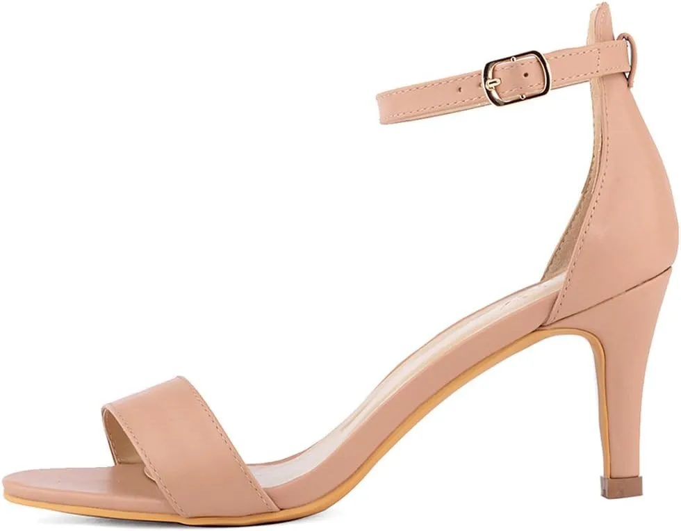 ZriEy Women's Heeled Sandals 4 Inches Open Toe Stiletto High Heels Ankle Strap Fashion Bridal Party Wedding Pump Shoes
