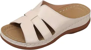 ZSpzx 2025 Women's Slip On Sandals,Wide Width Orthopedic Hollow Out Peep Toe Plantar Fasciitis Recovery Mules Arch Support Cushion Footbed Casual Slippers Ladies Comfortable Shoes Dail Wear Shoe