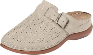 ZSpzx Women's Orthopedic Closed Toe Sandals Summer Slip On Cutout Caged Adjustable Strap Low Wedge Heel Sandal Ladies Arch Support Comfortable Cushion Footbed Recovery Mules for Daily Wear