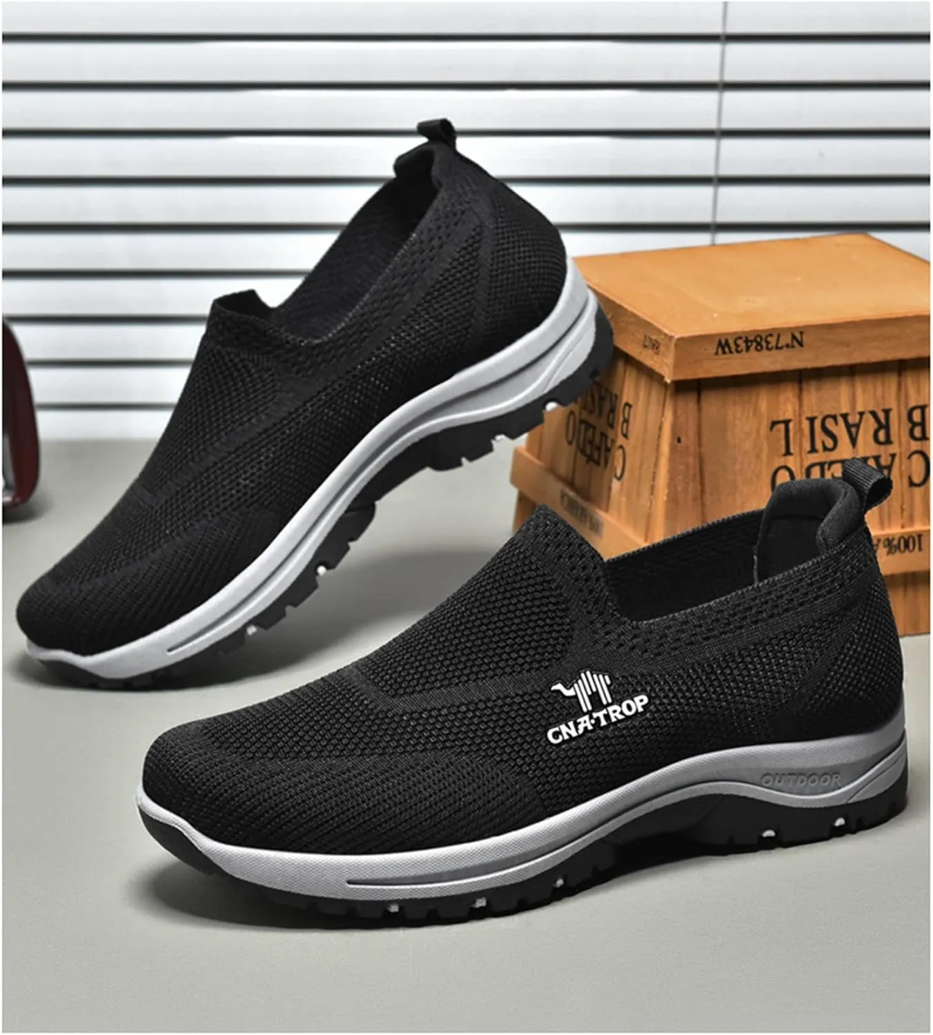 Ztigerz Men's Breathable Mesh Canvas Orthopedic Travel Plimsolls Slip-On Loafers,Comfort Non Slip Outdoor Flats Sneakers Walking Hiking Driving Casual Boat Shoes
