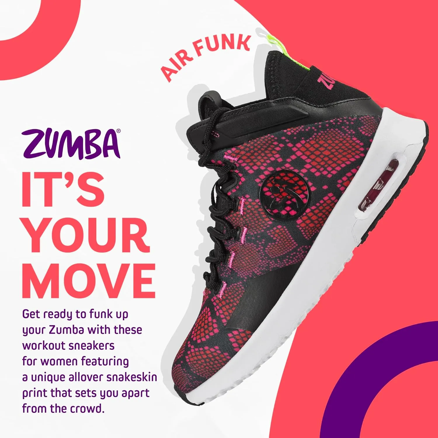 ZUMBA Air Funk Women’s Dance Shoes, Mid-Top Fitness Sneakers